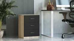 Vario C Schublade | 100 % MELAMIN | Eiche, Schwarz