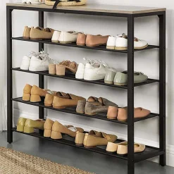 VASAGLE Industrielles 5-stufiges Schuhregal, Schuhaufbewahrungsorganisator