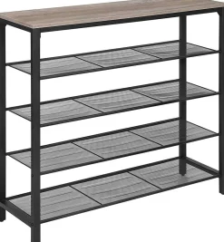 VASAGLE Industrielles 5-stufiges Schuhregal, Schuhaufbewahrungsorganisator