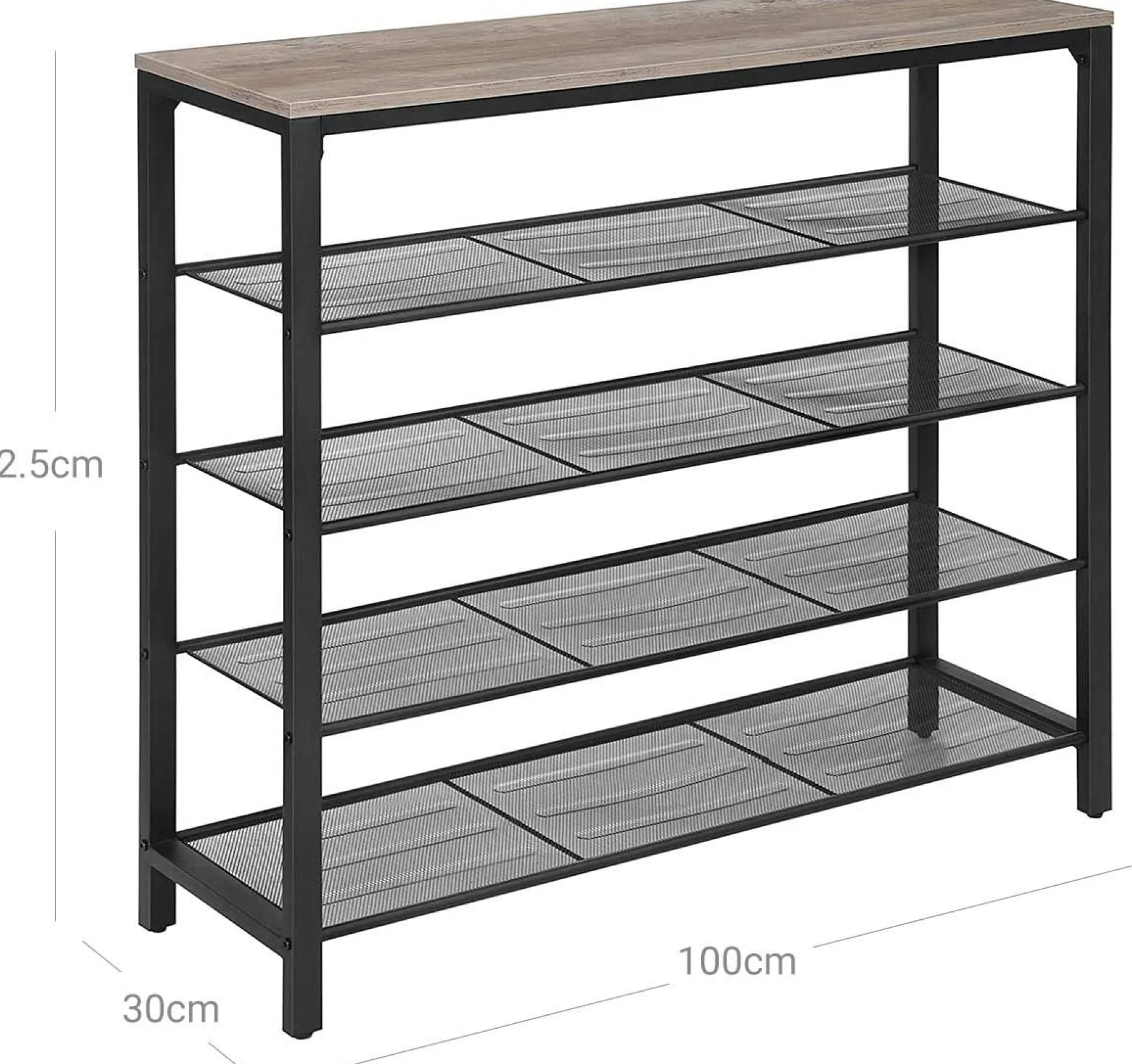 VASAGLE Industrielles 5-stufiges Schuhregal, Schuhaufbewahrungsorganisator