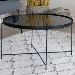House Nordic Venezia er Couchtisch: Stahl und Glas Ø70xh40cm