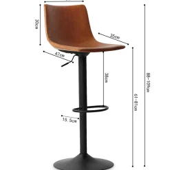 Rousseau Verstellbarer Barhocker Fontana - cognac