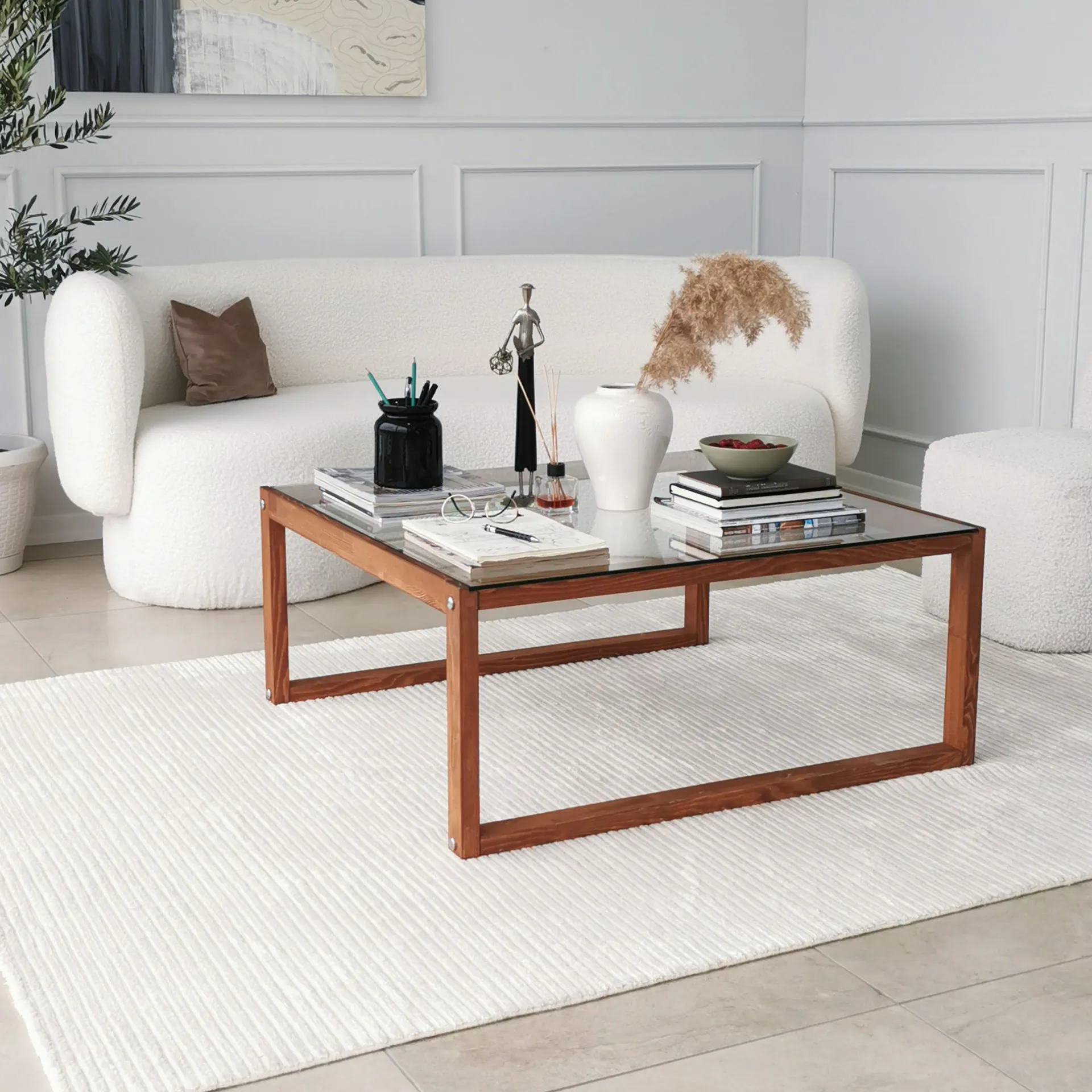 Emob Via Couchtisch | GEHÄRTETES GLAS | Holz