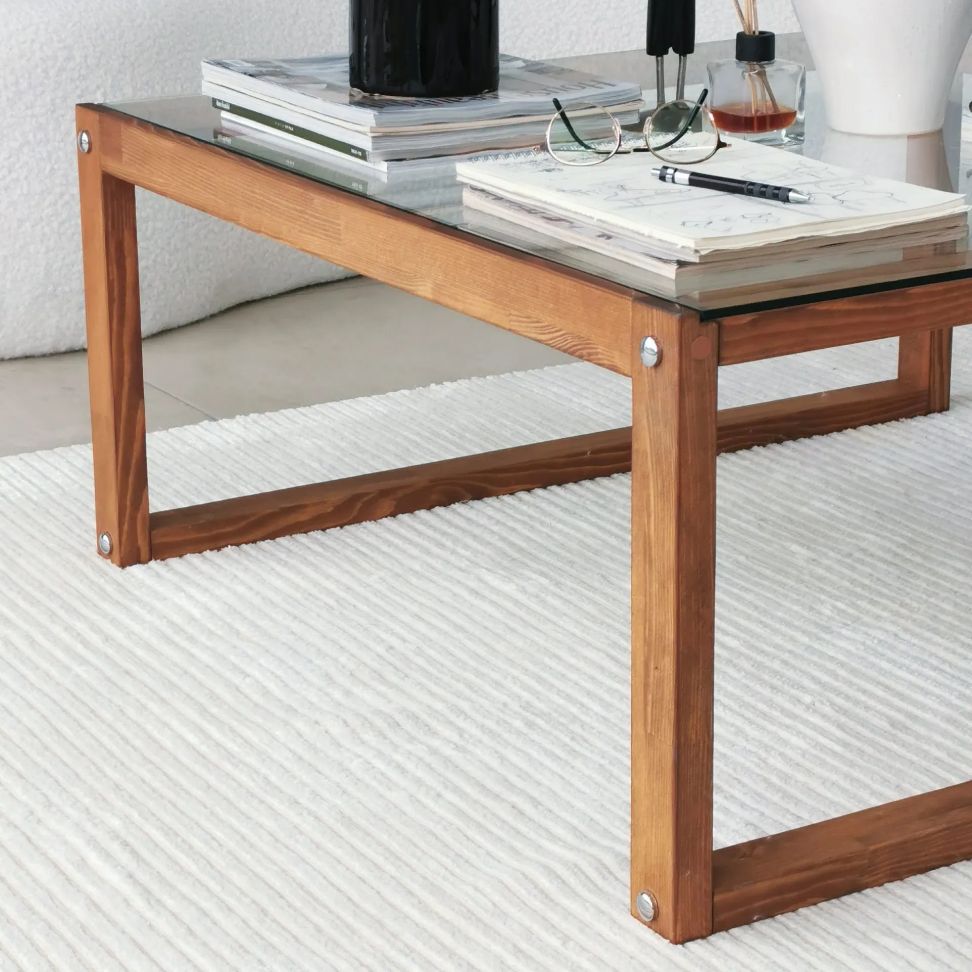 Emob Via Couchtisch | GEHÄRTETES GLAS | Holz