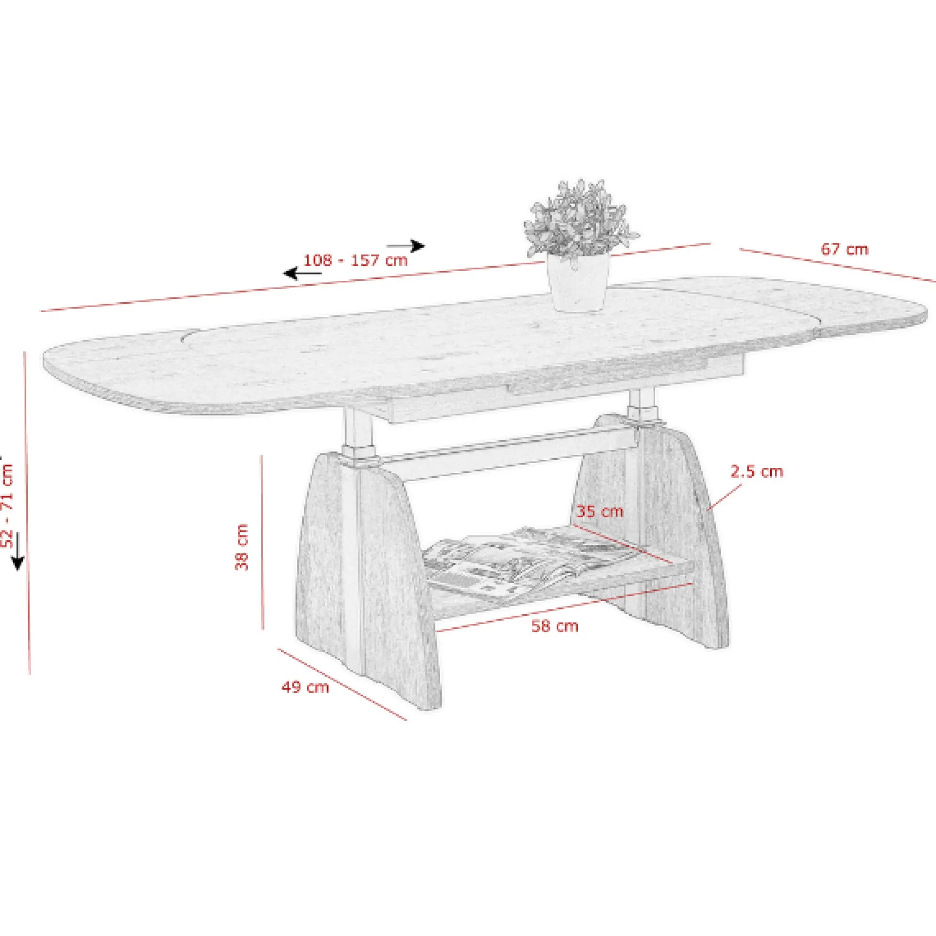 Hela Vienna Couchtisch 108/157x67x52/71 cm Buche