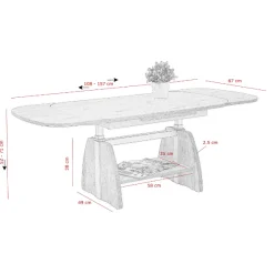Hela Vienna Couchtisch 108/157x67x52/71 cm-