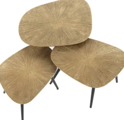 Emob Viereckiger Couchtisch Ray Metall 3er Set in Antik