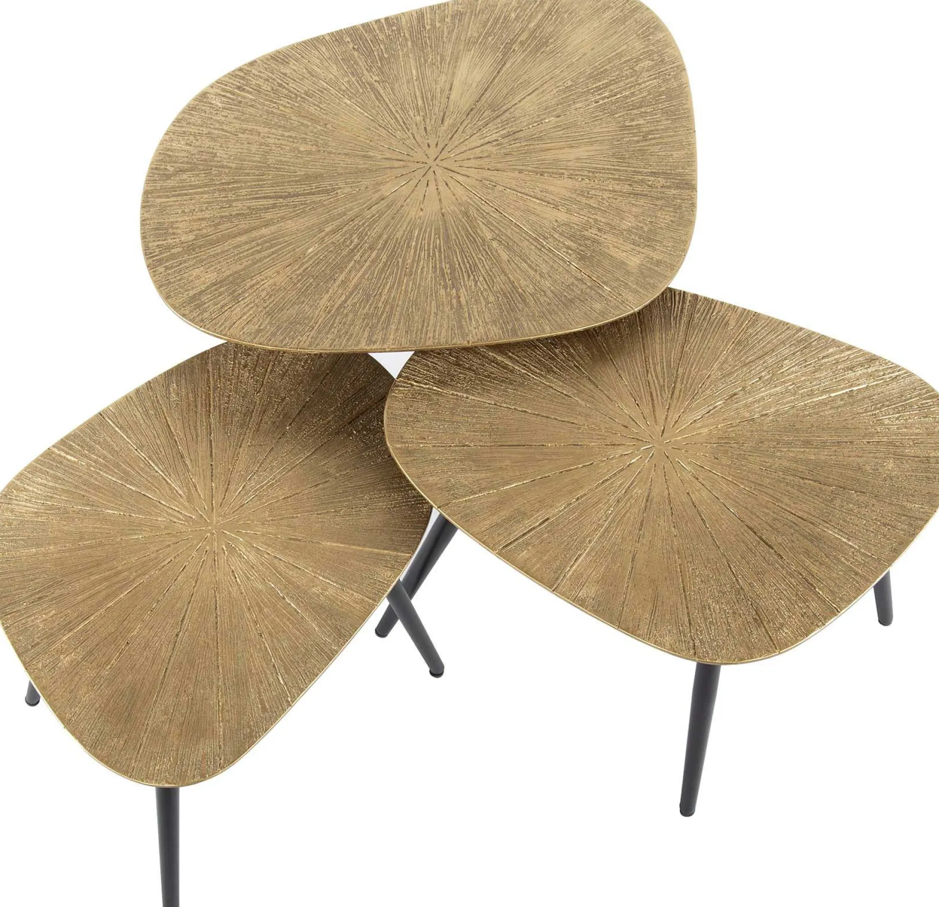 Emob Viereckiger Couchtisch Ray Metall 3er Set in Antik
