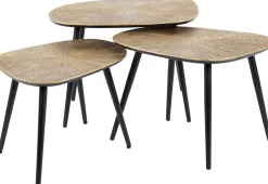 Emob Viereckiger Couchtisch Ray Metall 3er Set in Antik