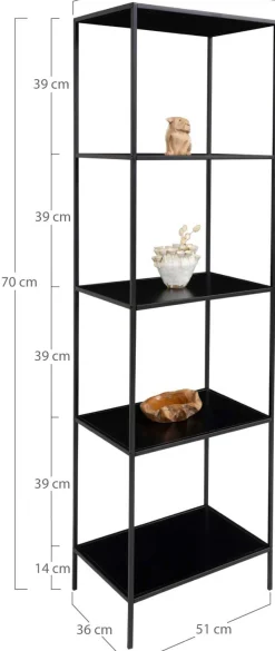 Vita Black Regal - 5 Böden, 51x36x170 cm