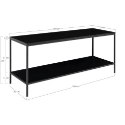 Vita Black TV Stand: 2 Ablagen, Stahlrahmen