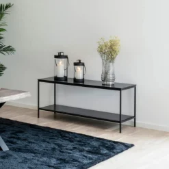 Vita Black TV Stand: 2 Ablagen, Stahlrahmen