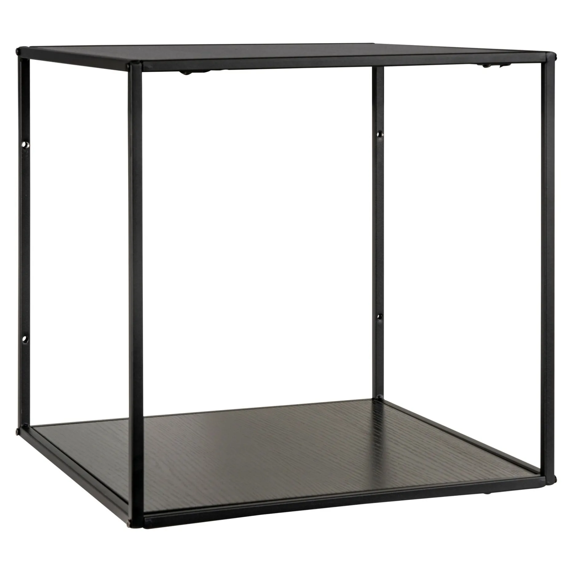 Vita Black Wallshelf: Stylish 36x36x36 cm Stahl und Brett