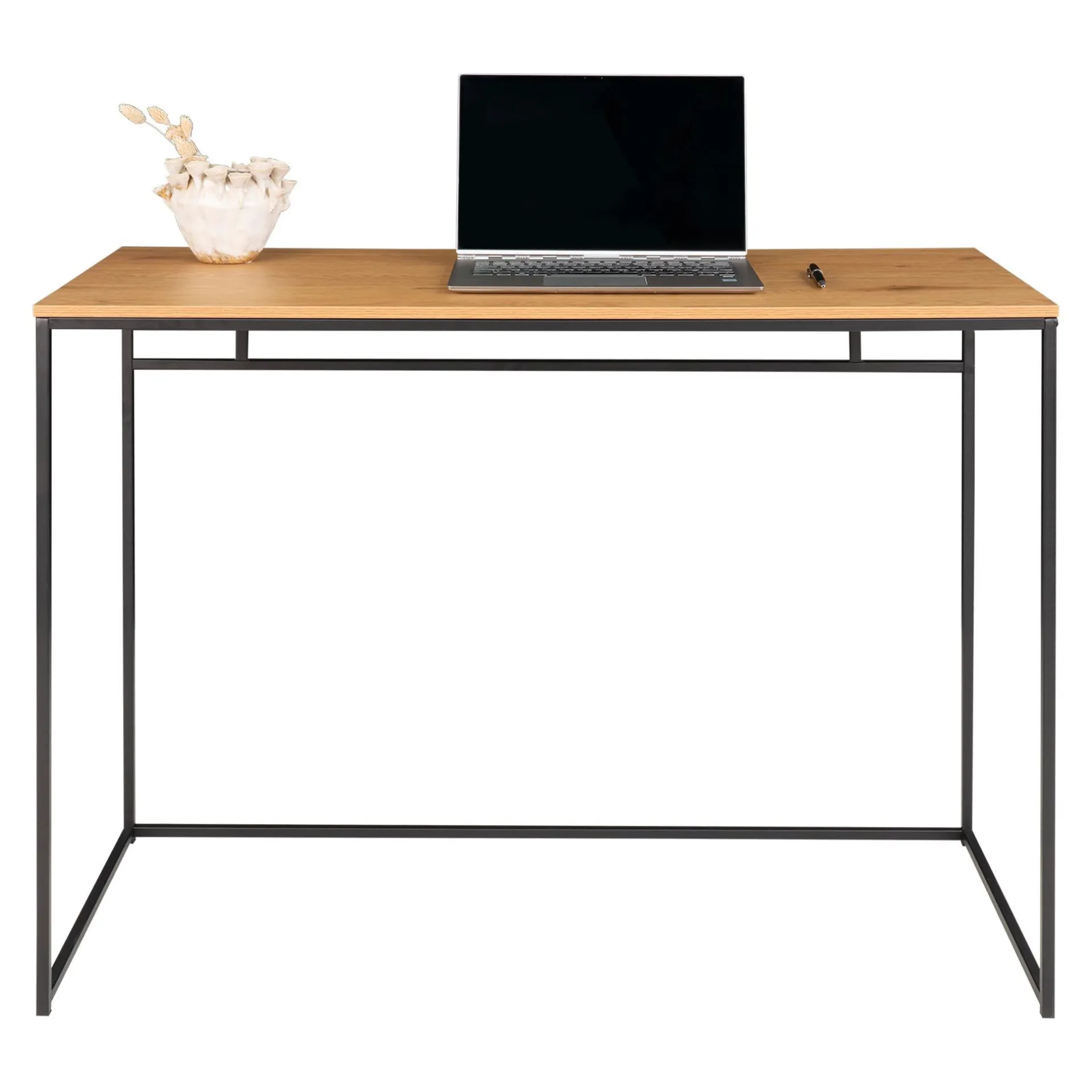 House Nordic Vita Schreibtisch - Eiche Natur mit schwarzem Rahmen | 100x45x75 cm