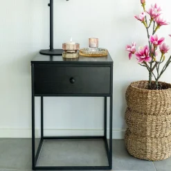 House Nordic Vita er Beistelltisch mit Schublade | Stahl, MDF 40x40x55cm