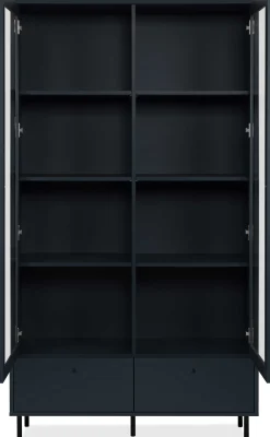 Vitrine Carillon 100cm mit zwei Türen und Schublade - navy blue