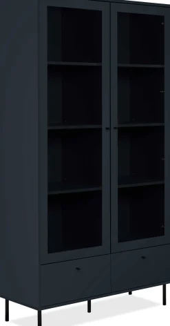 Vitrine Carillon 100cm mit zwei Türen und Schublade - navy blue