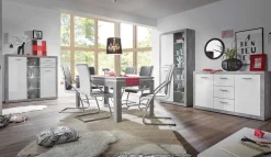 Vitrine Inga 194 x 92 cm - Beton/Weiß