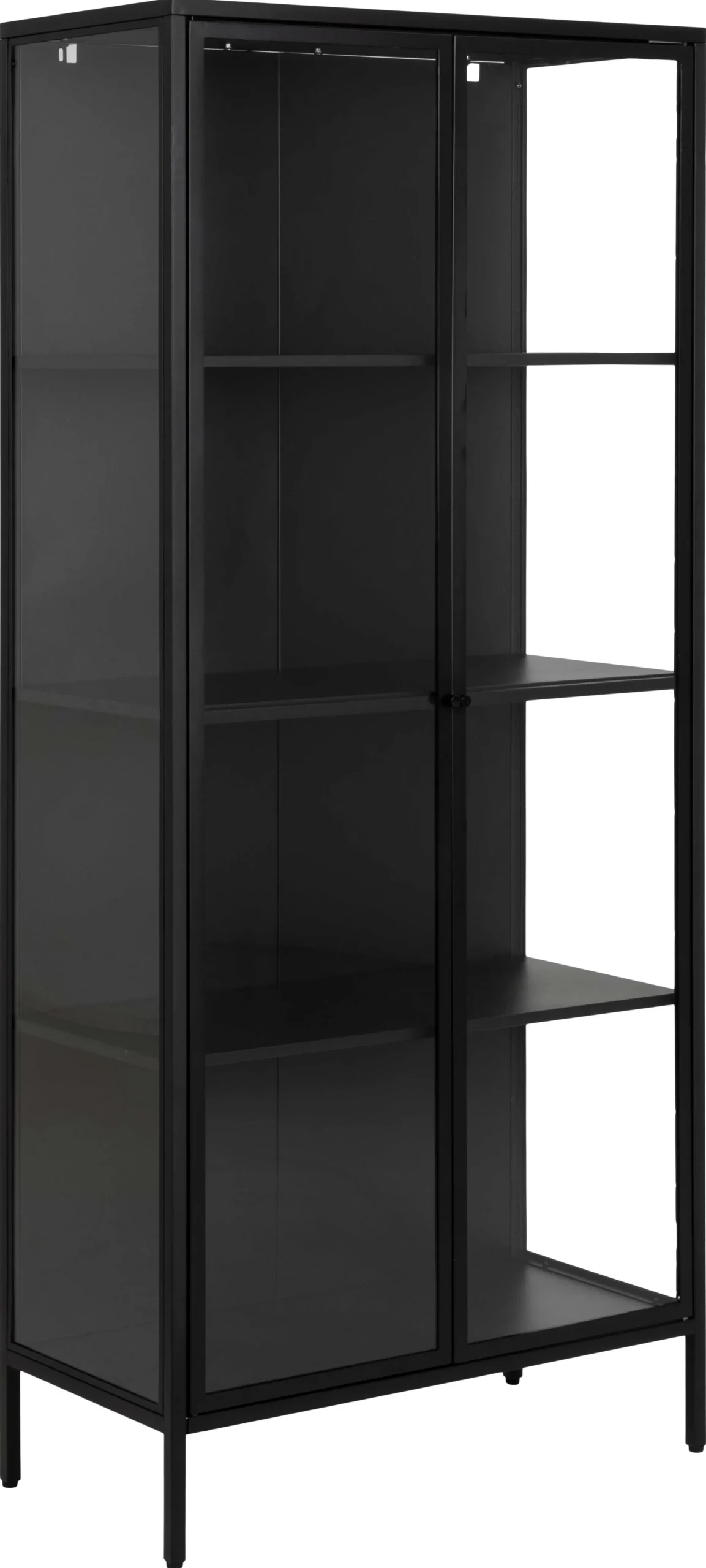 Vitrine Nebas 80cm, 2 Türen und 3 Einlegeböden - schwarz