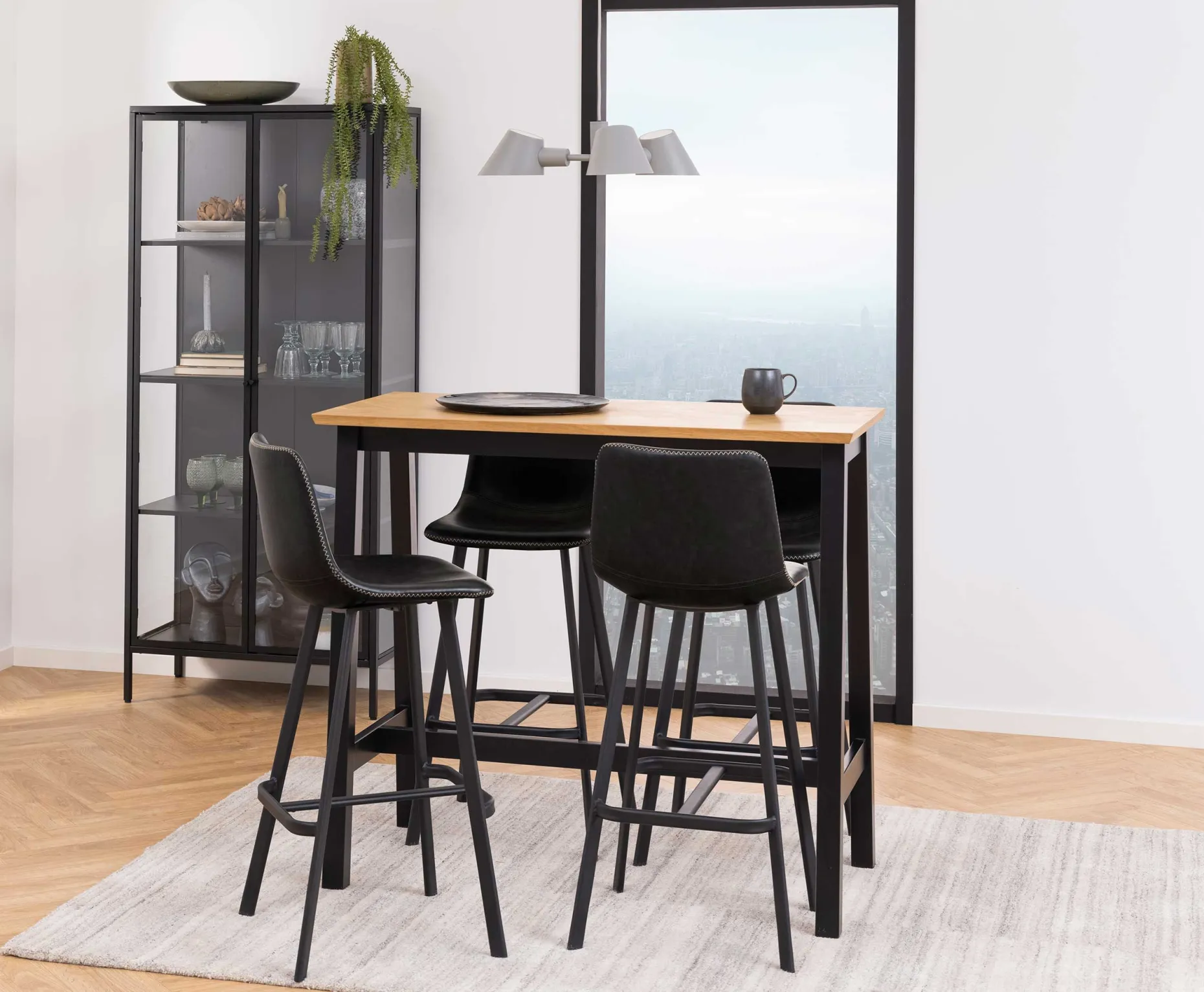 Vitrine Nebas 80cm, 2 Türen und 3 Einlegeböden - schwarz