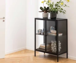 Vitrine Nebas 80cm, 2 Türen und 1 Fachboden - schwarz
