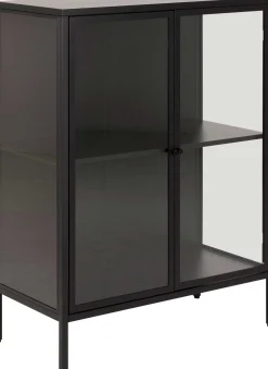 Vitrine Nebas 80cm, 2 Türen und 1 Fachboden - schwarz