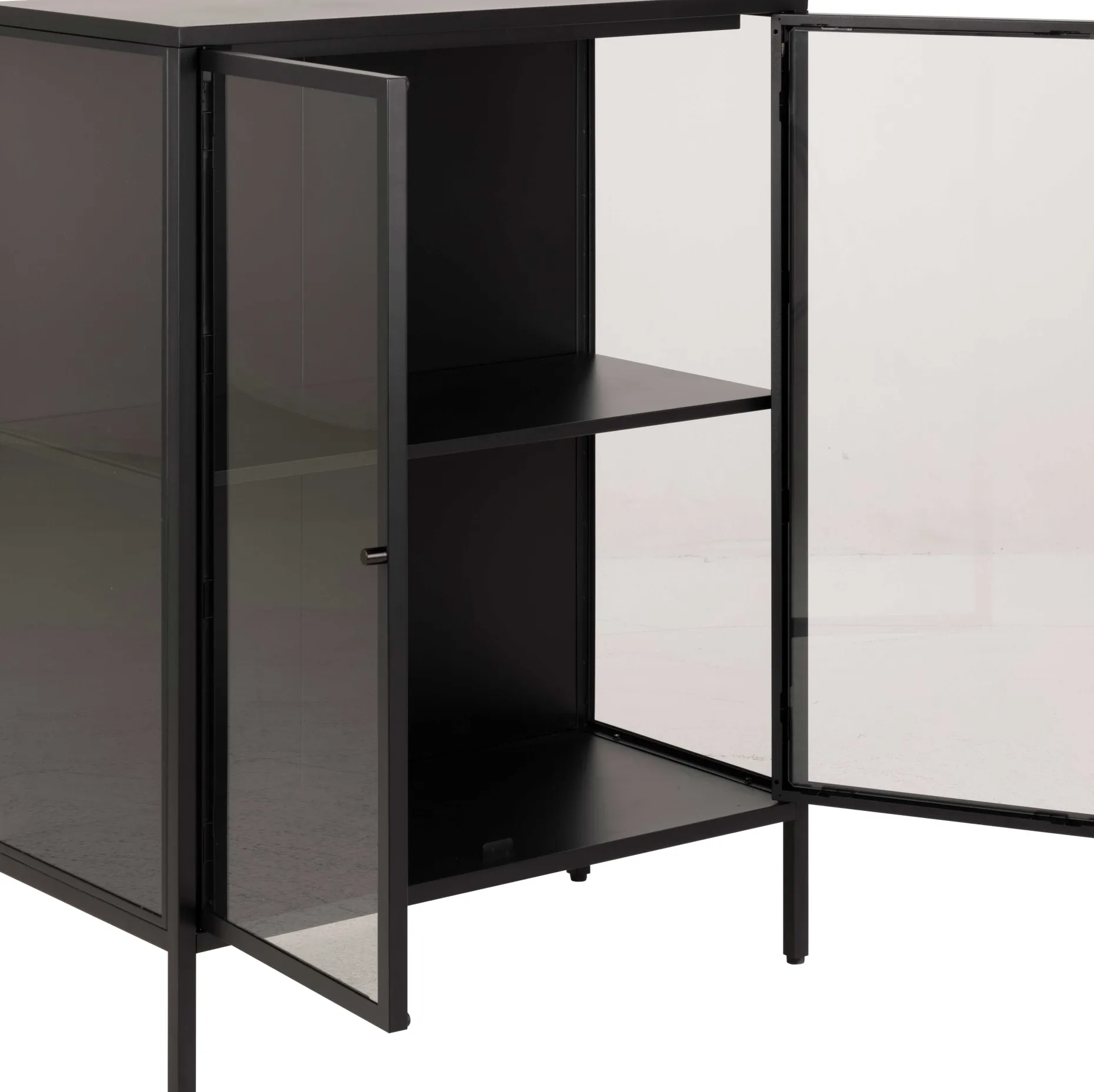 Vitrine Nebas 80cm, 2 Türen und 1 Fachboden - schwarz