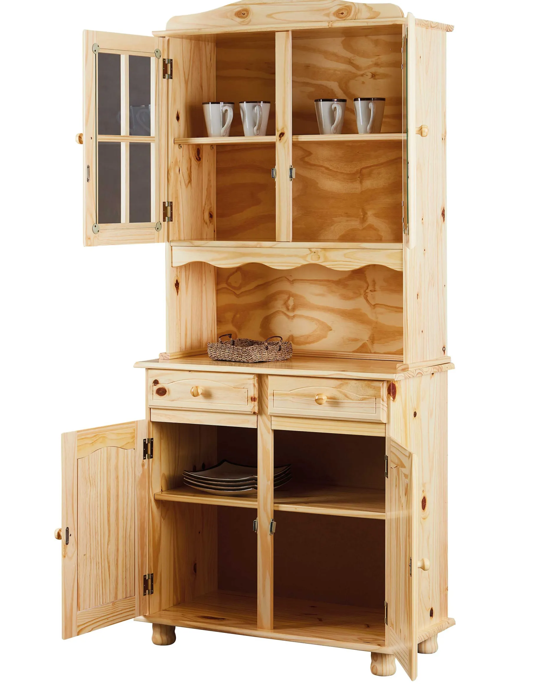 Vitrinenschrank Abaco - massives Kiefernholz