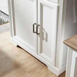 Vitrine Samine 93cm 3 Türen und 1 Schublade - weiß/Eiche