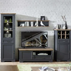 Vitrine Samine 66cm 2 Türen und 1 Schublade - graphit/ik