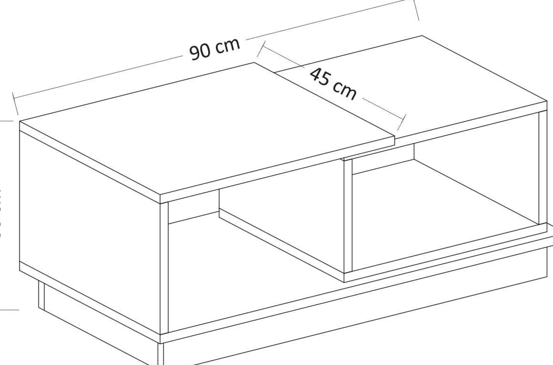 Emob Viyana Couchtisch | 100 % MELAMIN | Weiß, Eiche