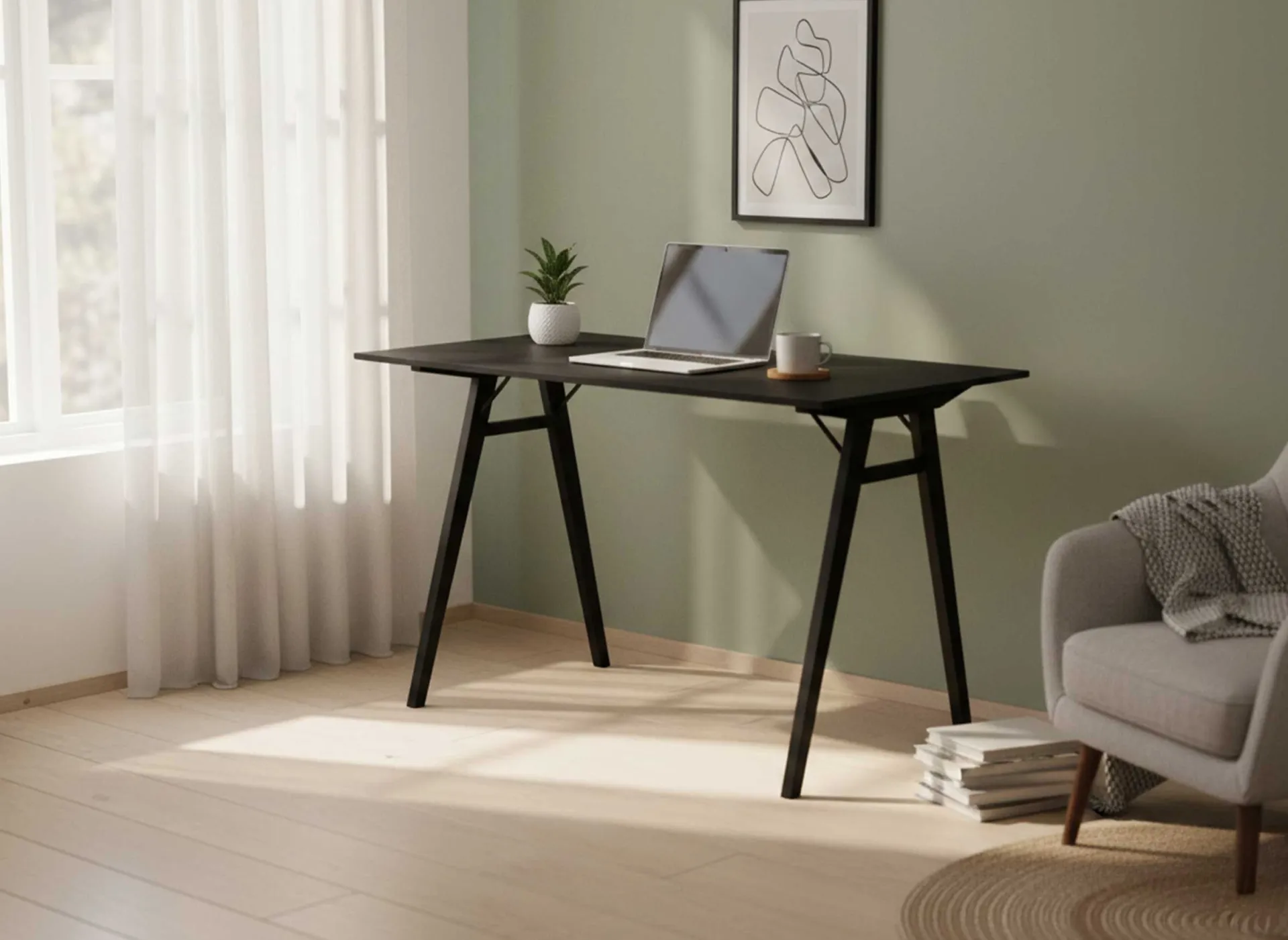 House Nordic Vojens er Schreibtisch - 120x60x75 cm | MDF, Rubberwood