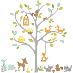 RoomMates Wandaufkleber Happy Woodland Fuchs und Freunde Baum