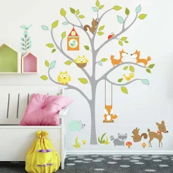 RoomMates Wandaufkleber Happy Woodland Fuchs und Freunde Baum