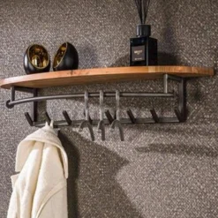 Wandgarderobe Menga | 100 x 20 x 30 cm | Massivholz Akazie