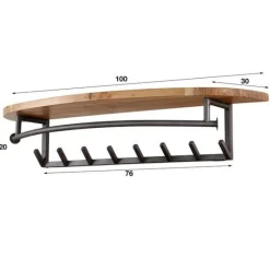 Wandgarderobe Menga | 100 x 20 x 30 cm | Massivholz Akazie