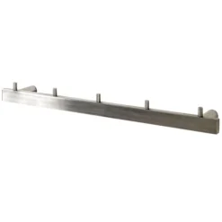 Wandgarderobe mit 5 Haken | 46 x 6 x 4 cm | Farbe Silber