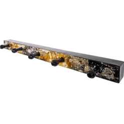 Wandgarderobe mit 5 Knöpfen | 75 x 6 x 11 cm | Schwarz-gold