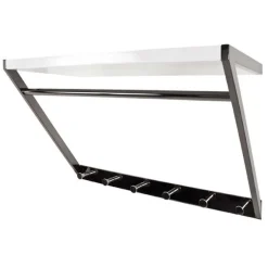 Wandgarderobe mit 5 Knöpfen | 60 x 29 x 40 cm | weiß-schwarz