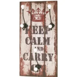 Wandgarderobe mit 3 schwarzen Metallhaken | 30 x 12 x 60 cm | Vintage Design