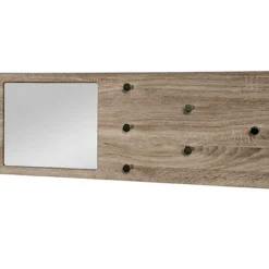 Wandgarderobe mit Spiegel | 80 x 6 x 30 cm | Braun