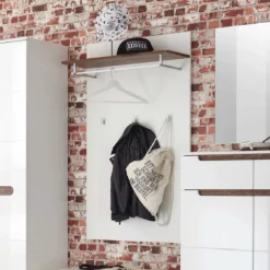 Wandgarderobe Nuro 3 Haken mit Hutablage und Stange - weiß