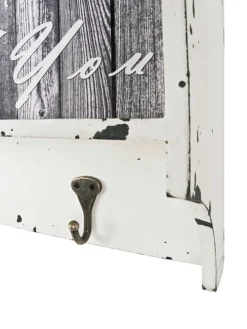 Wandgarderobe Raiden 76cm, 4 Haken - weiß/grau