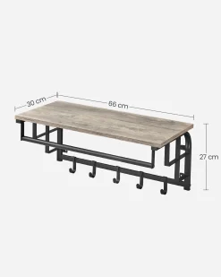 Wandgarderobe Rhodos | 66 x 30 x 27 cm | Graubeige Ausführung