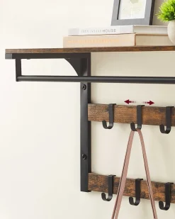 Wandgarderobe Rhodos | 65 x 30 x 42 cm | Rostbraunes Design