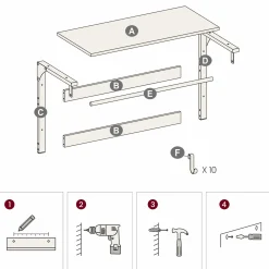 Wandgarderobe Rhodos | 65 x 30 x 42 cm | Rostbraunes Design
