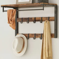 Wandgarderobe Rhodos | 65 x 30 x 42 cm | Rostbraunes Design