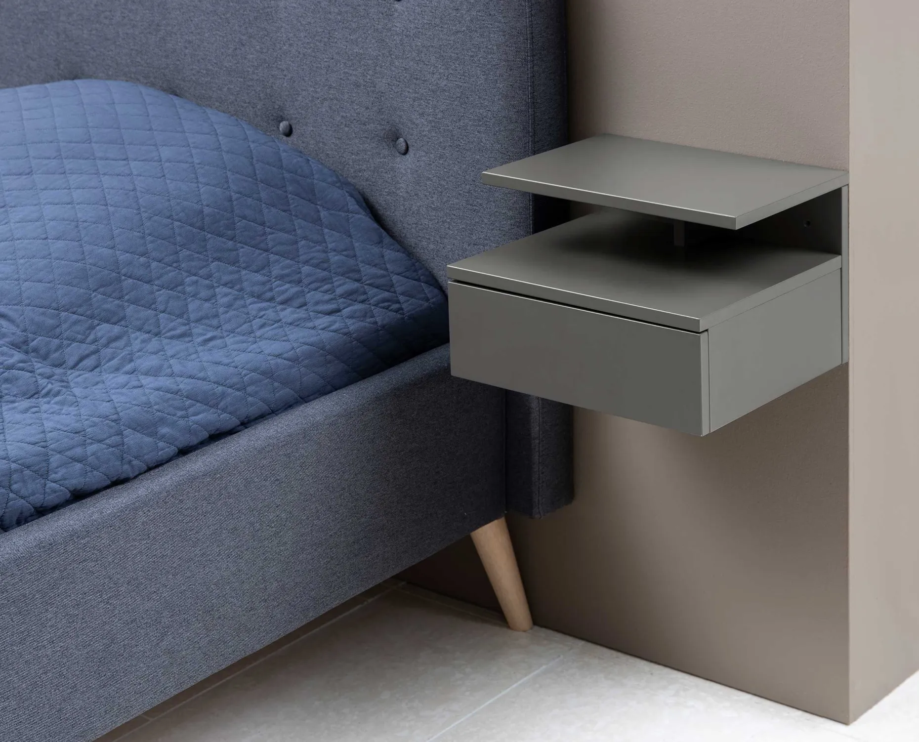 Wandnachttisch Ashton - 35x32x22cm - 1 Schublade - grau