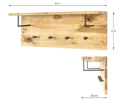 Wandpaneel mit Ablage und 4 Knöpfen | 80 x 20 x 30 cm | Design Royal Oak