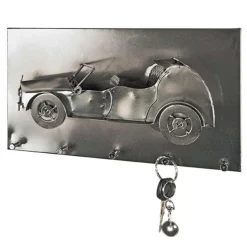 Wandpaneel mit fünf Haken | 35 x 10 x 20 cm | Farbe Silber